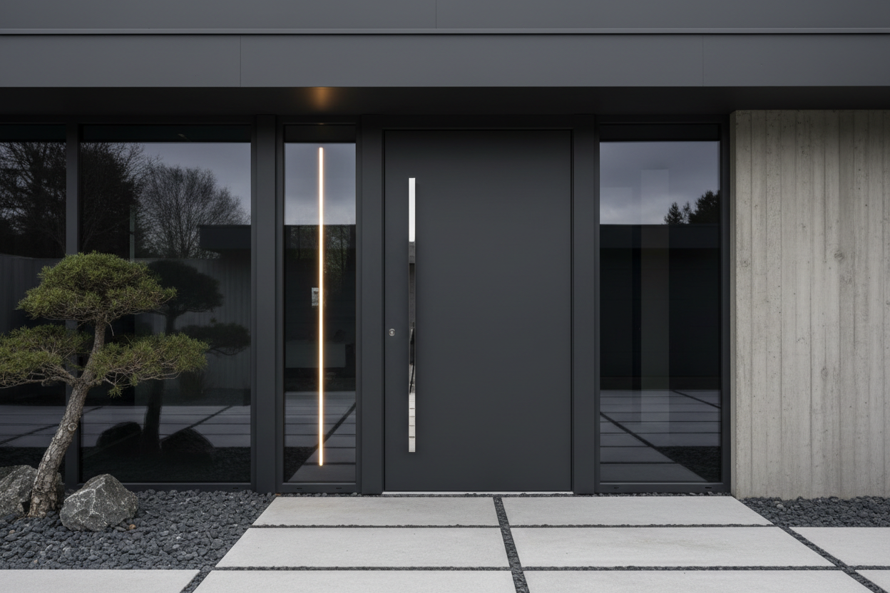 moderne Haustür von außen in Anthrazit
