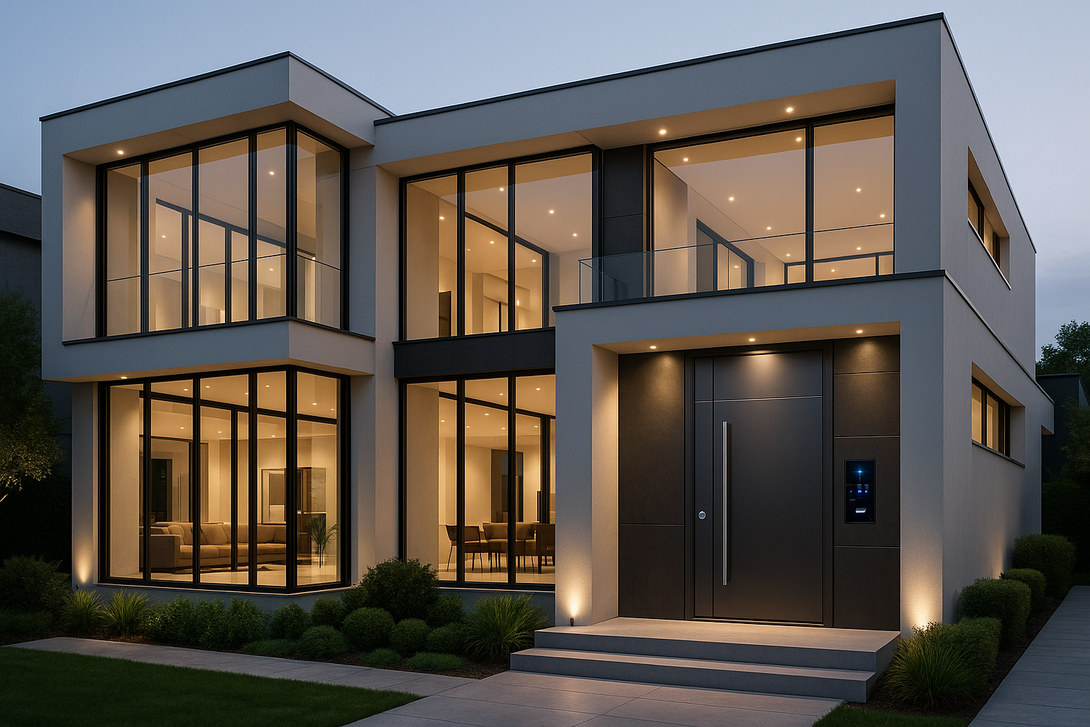 Villa mit großen modernen Fenster und moderne hightec Tür